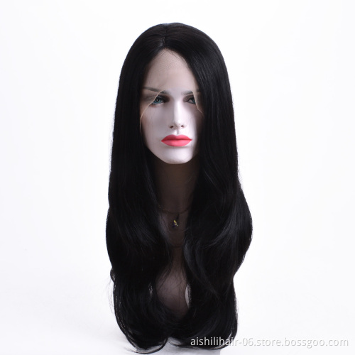 Aishili top quality kinky straight frontal preplucked lace front synthetic wigs for black women